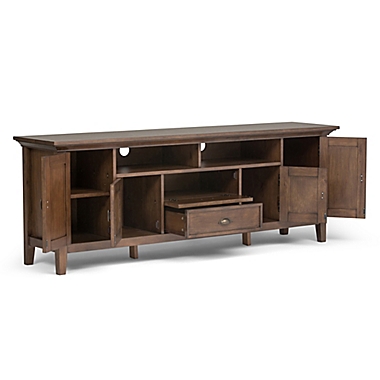 Simpli Home Redmond Solid Wood 72 inch TV Media Stand in Rustic Natural Aged Brown. View a larger version of this product image.