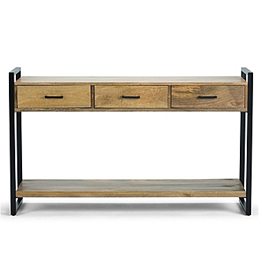 Simpli Home Riverside Solid Mango Wood Console Sofa Table in Natural. View a larger version of this product image.
