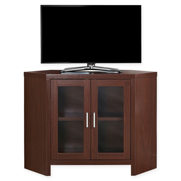 Monarch Specialties 42 Inch Corner Tv Stand With Glass Doors Bed