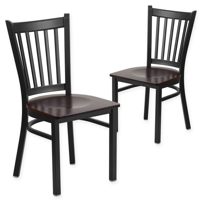 Flash Furniture Vertical Slat Black Metal Dining Chairs ...