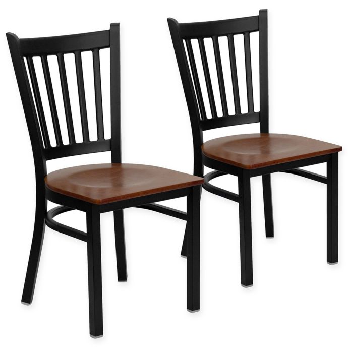 Flash Furniture Vertical Slat Black Metal Dining Chairs ...