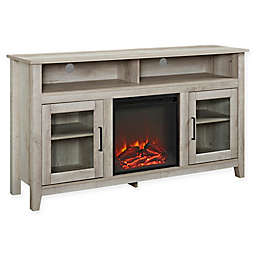 Forest Gate™ 58-Inch Huntley Transitional Fireplace Wood Glass TV Stand in White Oak