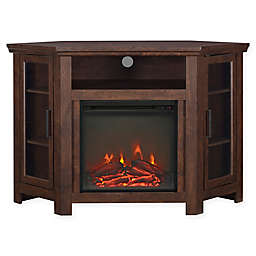 Forest Gate 48" Noah Traditional Corner Fireplace TV Stand in Brown