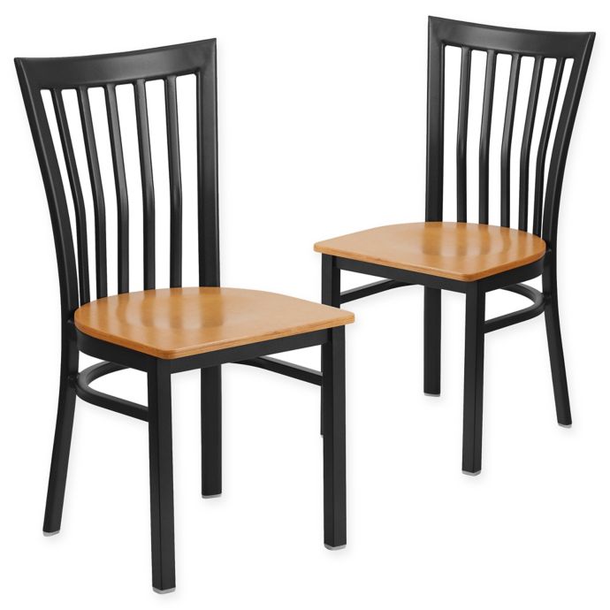 Flash Furniture School Back Black Metal Dining Chairs with ...