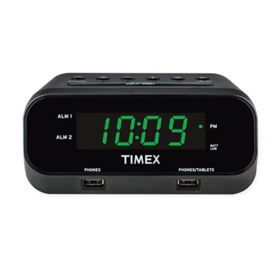 Timex® RediSet Dual Alarm Clock with Dual USB Charging Ports Bed Bath