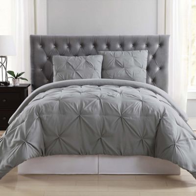 Truly Soft Pleated 2-Piece Twin XL Comforter Set in Grey
