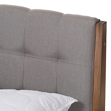 Baxton Studio Clifford King Platform Bed in Light Grey/Walnut. View a larger version of this product image.