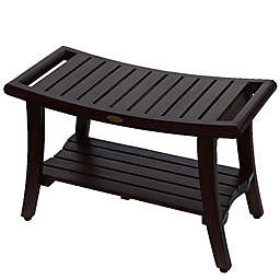 Harmony™ 30-Inch Teak Bench with Shelf and LiftAide™ Arms
