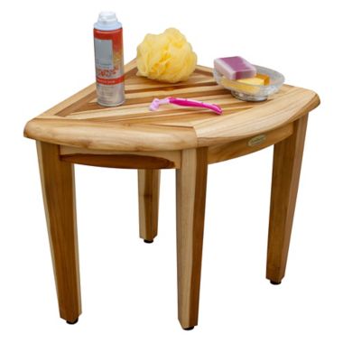 EcoDecors&reg; EarthyTeak&trade; Oasis Teak Corner Shower Bench Collection. View a larger version of this product image.