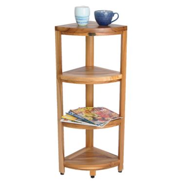 EcoDecors&reg; EarthyTeak&trade; Oasis 38-Inch Teak 4-Tier Corner Shelf. View a larger version of this product image.