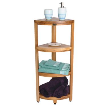 EcoDecors&reg; EarthyTeak&trade; Oasis 38-Inch Teak 4-Tier Corner Shelf. View a larger version of this product image.