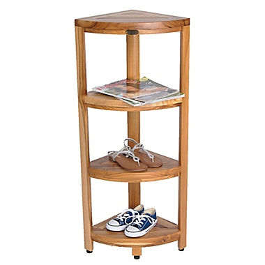 EcoDecors&reg; EarthyTeak&trade; Oasis 38-Inch Teak 4-Tier Corner Shelf. View a larger version of this product image.
