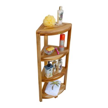 EcoDecors&reg; EarthyTeak&trade; Oasis 38-Inch Teak 4-Tier Corner Shelf. View a larger version of this product image.