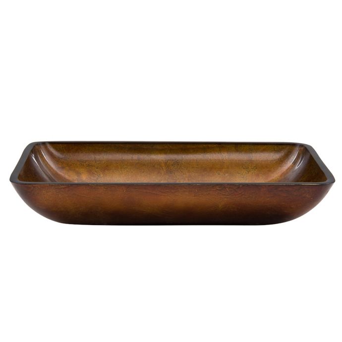 Vigo Vg07047 Rectangular Glass Vessel Sink In Russet Bed