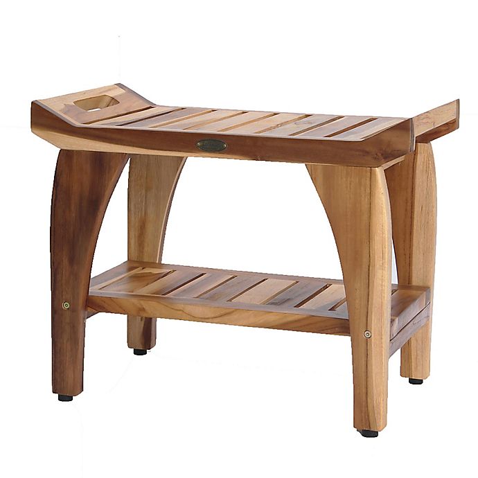 EcoDecors EarthyTeak Tranquility 24 Inch Bench With Shelf
