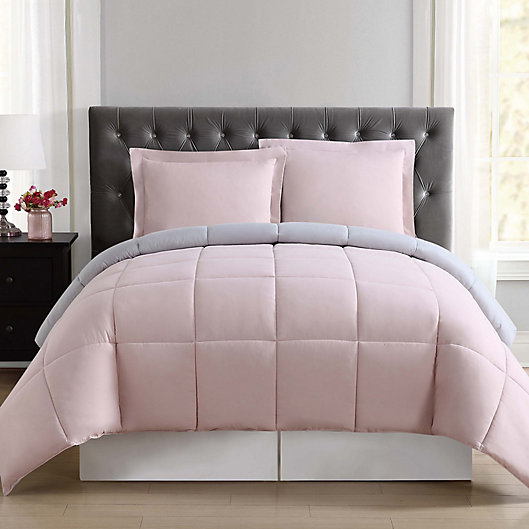 Alternate image 1 for Truly Soft Everyday 2-Piece Reversible Twin XL Comforter Set in Blush/Silver Grey