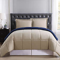 Truly Soft Everyday 3-Piece Reversible Full/Queen Comforter Set in Khaki/Navy