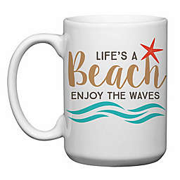 Love You a Latte Shop "Life's a Beach Enjoy the Waves" Mug in White