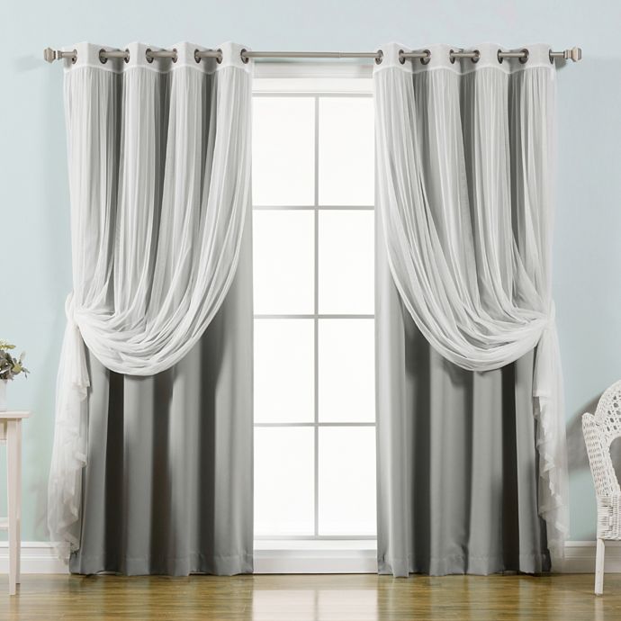 Decorinnovation Mix & Match Tulle Grommet Top Blackout Window Curtain Panel Pair Bed Bath & Beyond