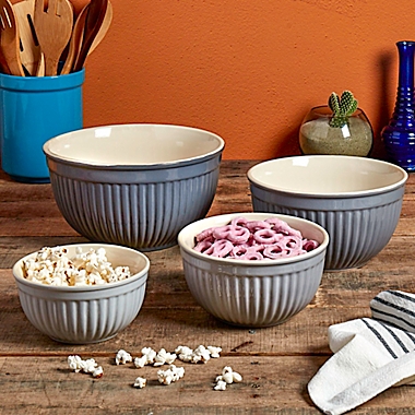 Denmark 4-Piece Ceramic Mixing Bowl Set in Grey 