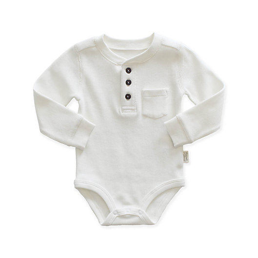Alternate image 1 for Planet Cotton® Thermal Henley Bodysuit in Ivory