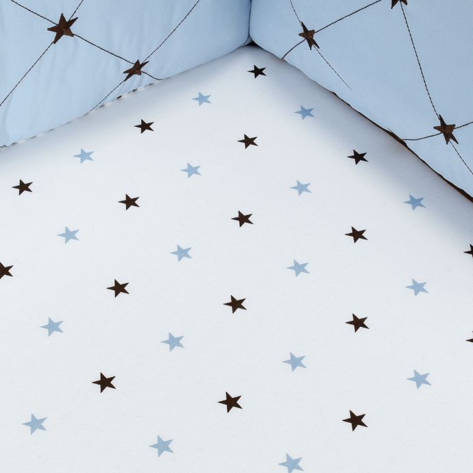 Brandon Blue Brown Stars Fitted Crib Sheet Buybuy Baby