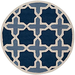 Safavieh Cambridge 6' Dana Wool Round Rug in Blue/Ivory