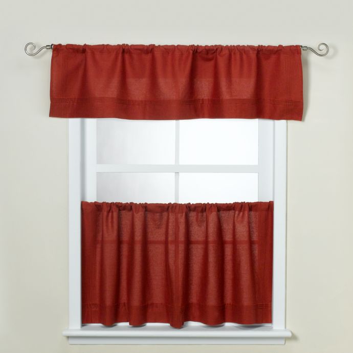 Maison Kitchen Window Tiers and Valance - Rust | Bed Bath & Beyond