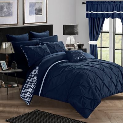 Chic Home Fortville Reversible Queen Comforter Set in Navy