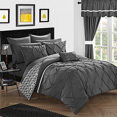 Chic Home Fortville Reversible Queen Comforter Set in Grey. View a larger version of this product image.