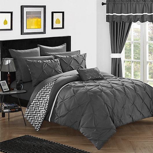 Alternate image 1 for Chic Home Fortville Reversible King Comforter Set in Grey