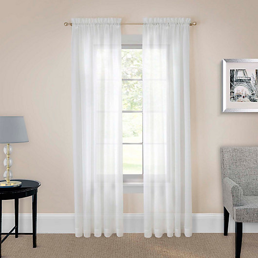 Alternate image 1 for Pairs to Go™ Victoria Voile 84-Inch Rod Pocket Window Curtain Panel Pair in White