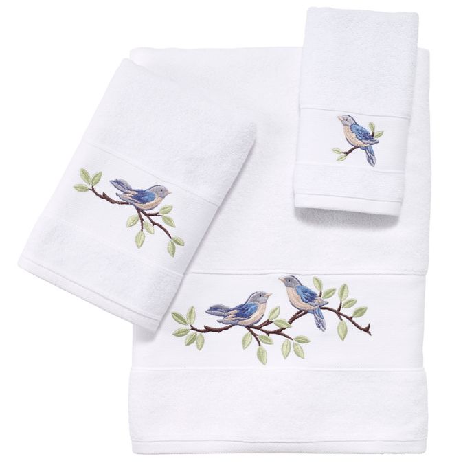 Avanti Blue Birds Bath Towel Collection in White Bed Bath and Beyond