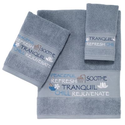 Avanti Spa Words Bath Towel Collection In Blue | Bed Bath & Beyond