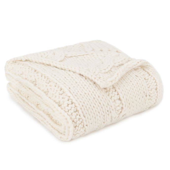 UGG® Logan Chunky Knit Throw Blanket in Natural | Bed Bath & Beyond