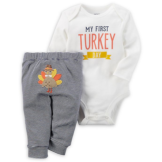 carters® 2Piece "My First Turkey Day" Bodysuit and Pant Set in White Bed Bath & Beyond