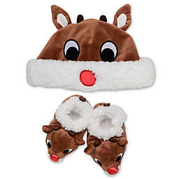 Rudolph 2-Piece Hat and Bootie Set in Brown