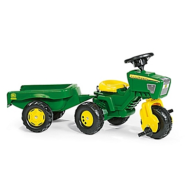 Kettler&reg; John Deere 3-Wheel Tractor with Trailer in Green/Yellow. View a larger version of this product image.