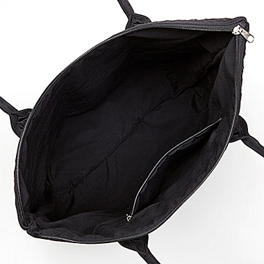 Embroidered Quilted Shoulder Bag in Black. View a larger version of this product image.
