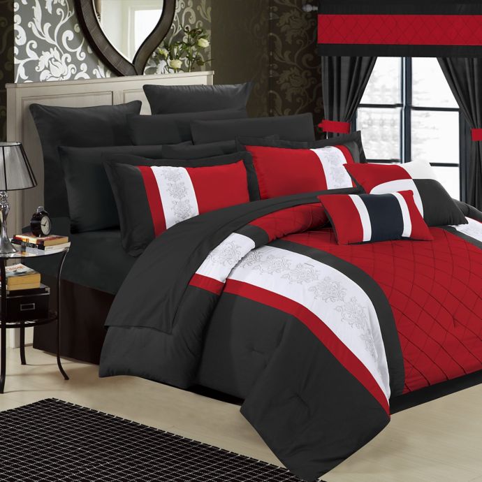 Buy Chic Home Melanie 24-Piece King Comforter Set in Red ...