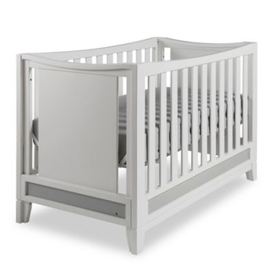 gray and white crib