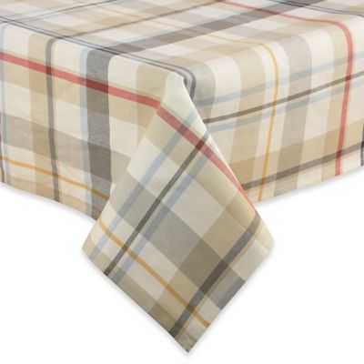 grey plaid tablecloth