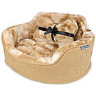 Alternate image 2 for Precious Tails Faux Fur Princess Pet Bed with Plush Bone Pillow in Camel
