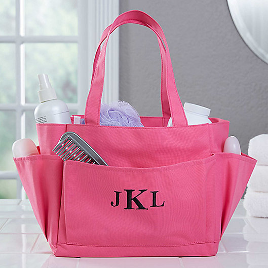 Alternate image 1 for Pink Perfection Embroidered Initials Shower Caddy