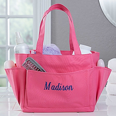 Pink Perfection Embroidered Name Shower Caddy. View a larger version of this product image.