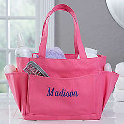 Pink Perfection Embroidered Name Shower Caddy