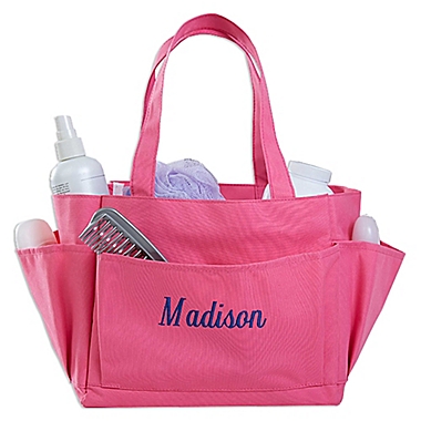 Pink Perfection Embroidered Name Shower Caddy. View a larger version of this product image.