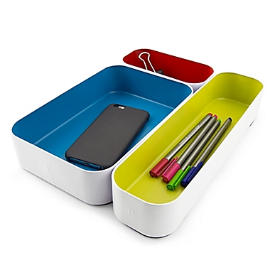 Stackable Metal Drawer Organizer in Multicolor (Set of 3). View a larger version of this product image.