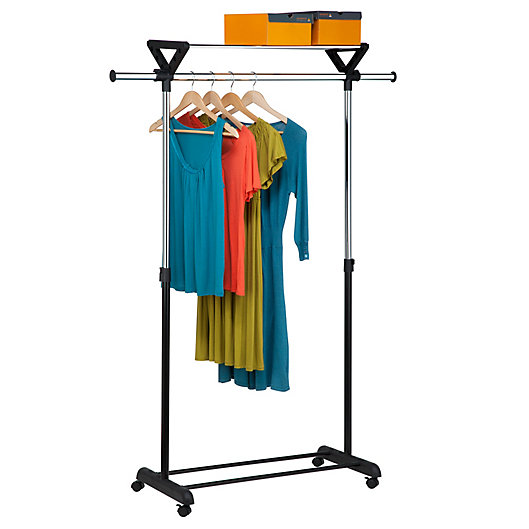 Alternate image 1 for Honey-Can-Do® Top Shelf Garment Rack in Grey/Black