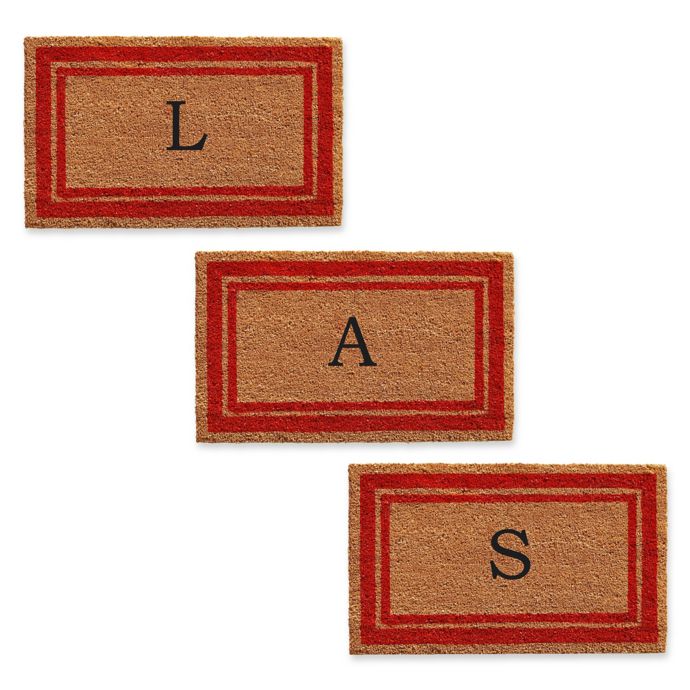 Home More Monogram Letter Border Door Mat In Red Bed Bath Beyond